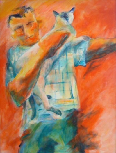 Dancing with the Cat- painting by Christina Bonnett