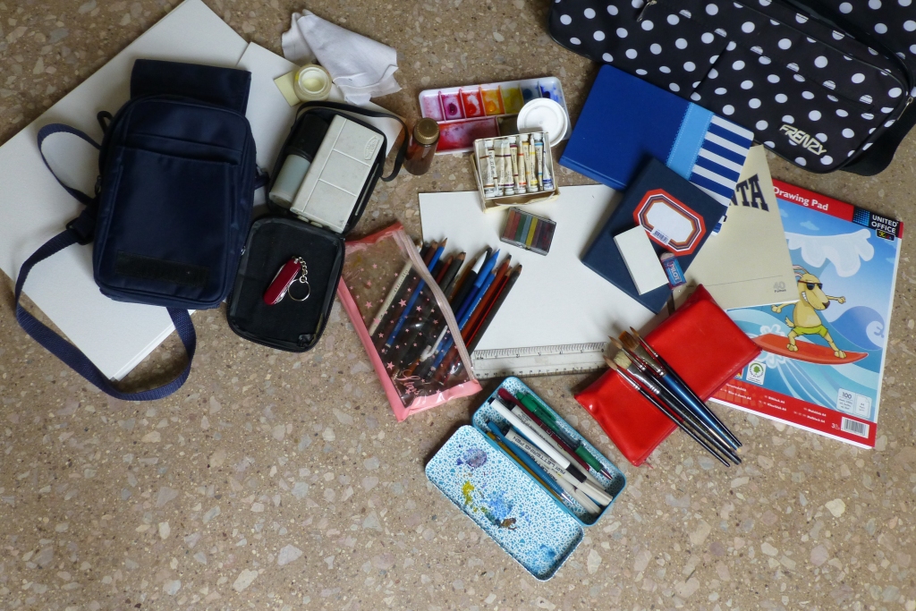 preapartion of art materials for sketching