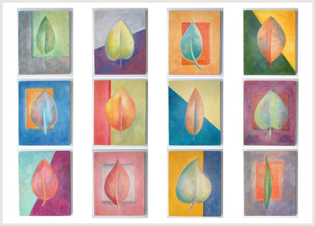 twelve leaf paintings